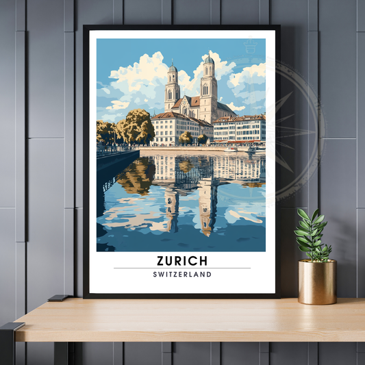Affiche Zurich | Poster décoratif Suisse | Affiche Suisse