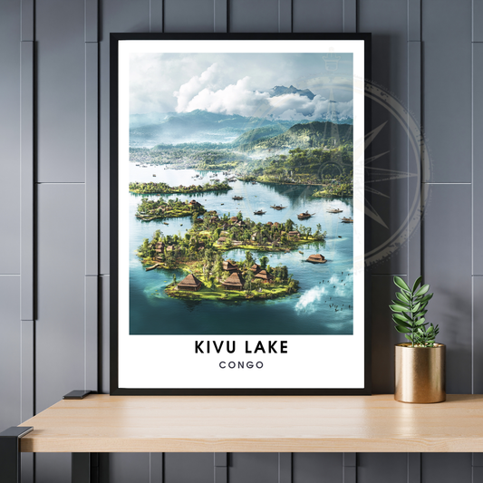 Affiche Kivu Lac | Impression de voyage Congo | Affiche Lac