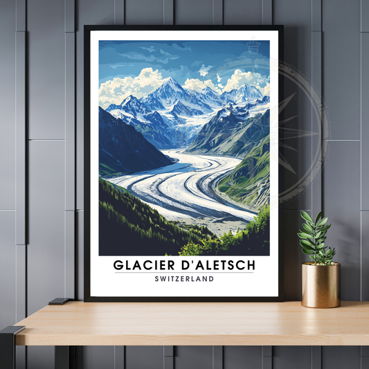 Affiche Glacier d'Aletsch | Poster de voyage Suisse | Affiche Suisse