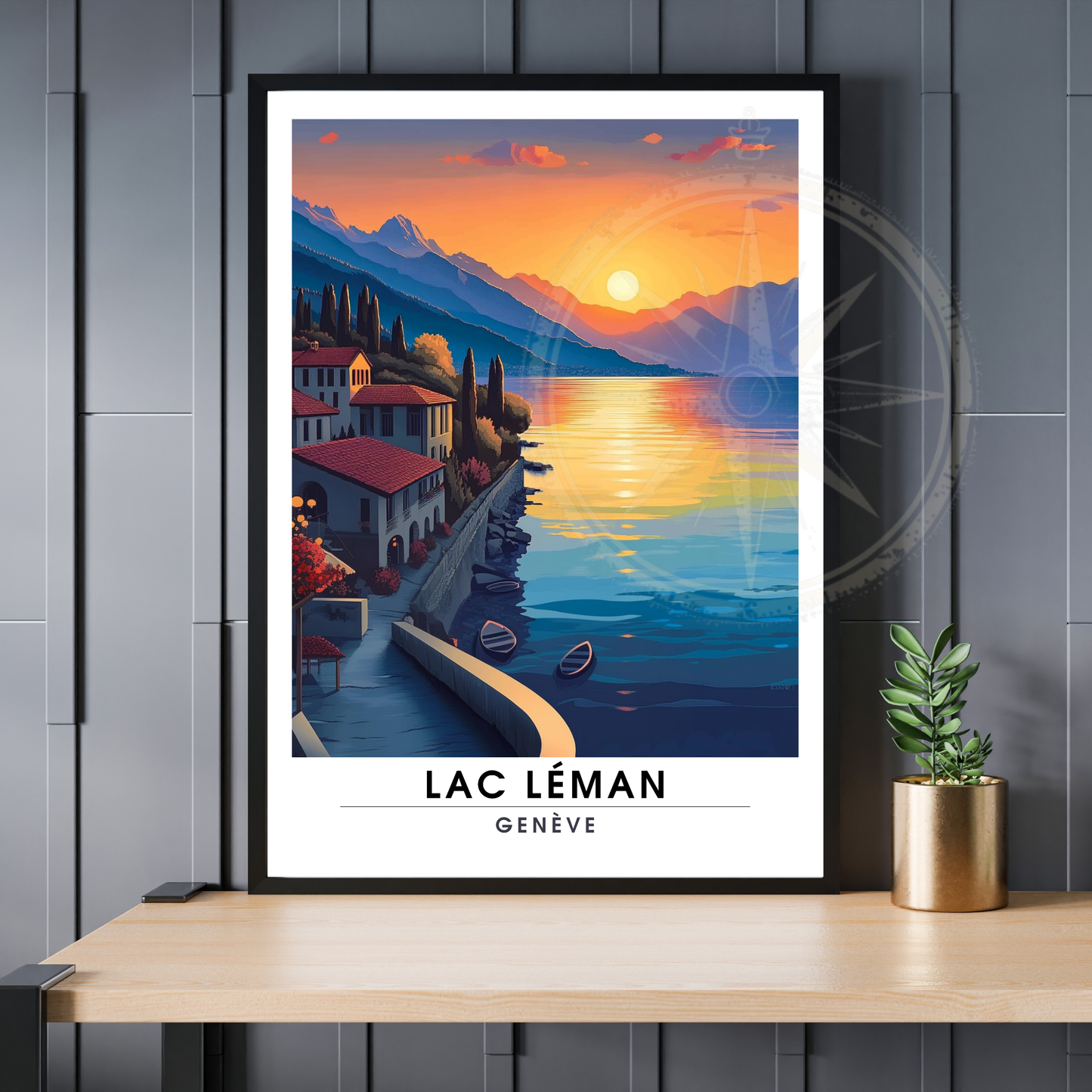 Affiche lac léman | Poster de voyage Suisse | Affiche Suisse