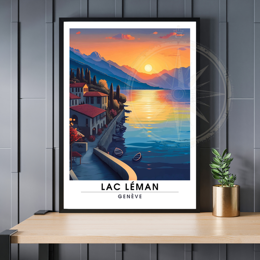 Affiche lac léman | Poster de voyage Suisse | Affiche Suisse