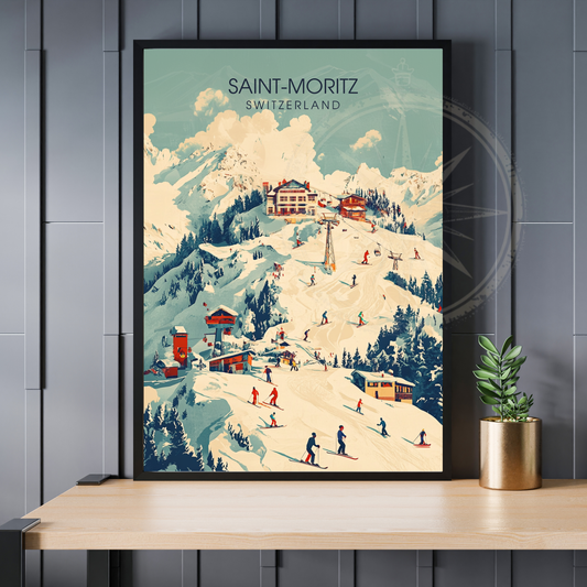 Affiche Saint-Moritz | Poster de voyage Suisse | Affiche Suisse
