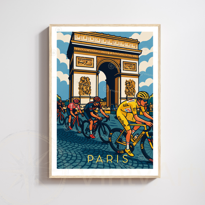 Affiche Tour de France –  Illustration Arc de Triomphe vélo course