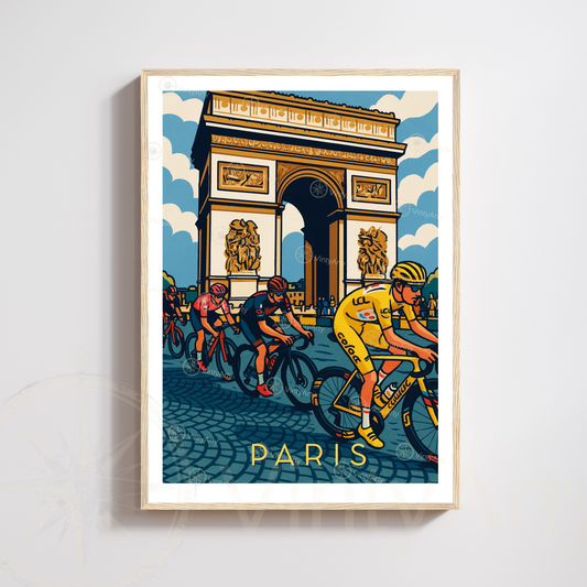Affiche Tour de France –  Illustration Arc de Triomphe vélo course