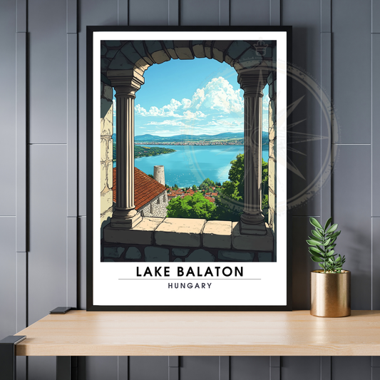 Affiche lac Balaton | Poster de voyage Hongrie | Affiche Lac