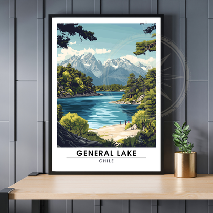 Affiche Lac Général | Impression de voyage Chili | Affiche Lac