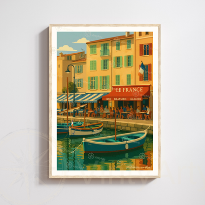 Affiche Villefranche-sur-Mer | Cadre mural France | Affiche Côte d'Azur