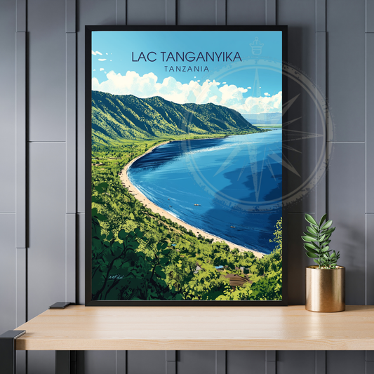 Affiche Lac Tanganyika | Impression de voyage Tanzanie | Affiche Lac