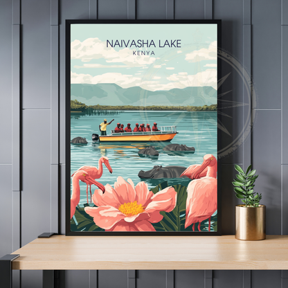 Affiche Lac Naivasha | Impression de voyage Kenya | Affiche Lac