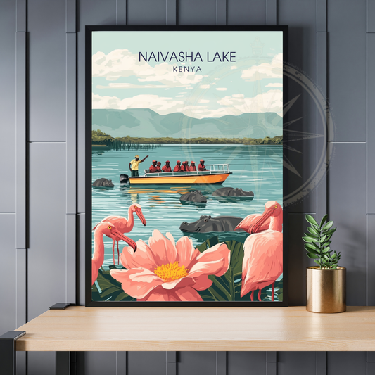 Affiche Lac Naivasha | Impression de voyage Kenya | Affiche Lac