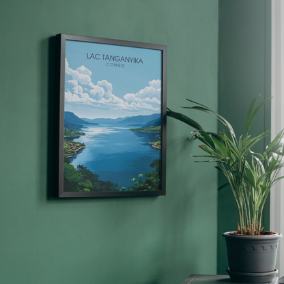 Affiche Lac Tanganyika | Poster de voyage Congo | Affiche Lac