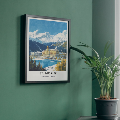 Affiche Saint-Moritz, Suisse | impression Saint-Moritz, Affiche de ski