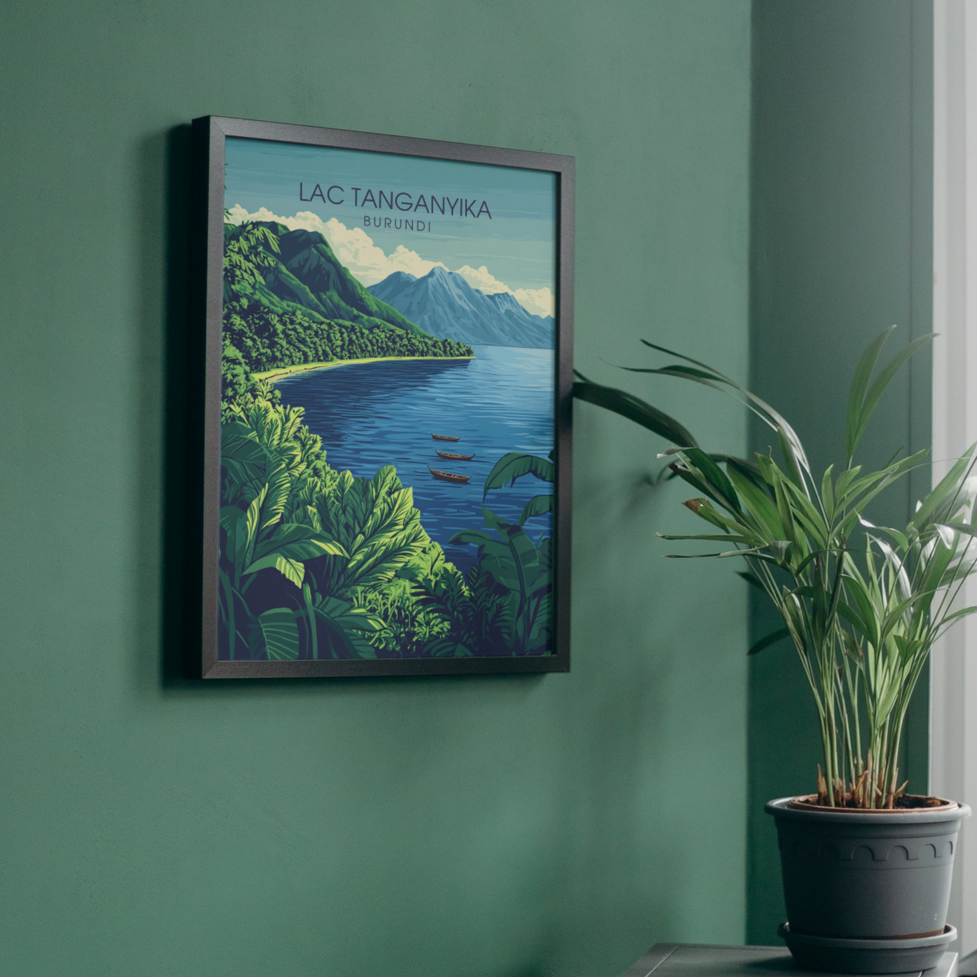 Affiche Lac Tanganyika | Poster de voyage Burundi | Affiche Lac