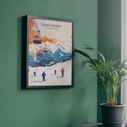 Affiche Saint-Moritz | Poster décoratif Suisse | Affiche Suisse