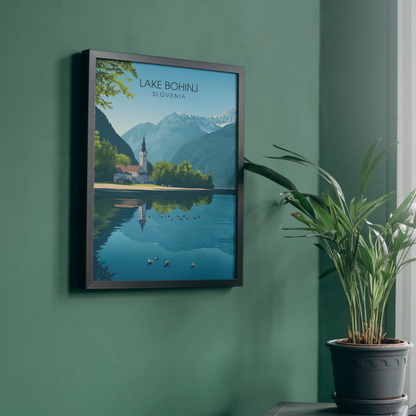 Affiche Lac Bohinj | Poster de voyage Slovénie | Affiche Lac