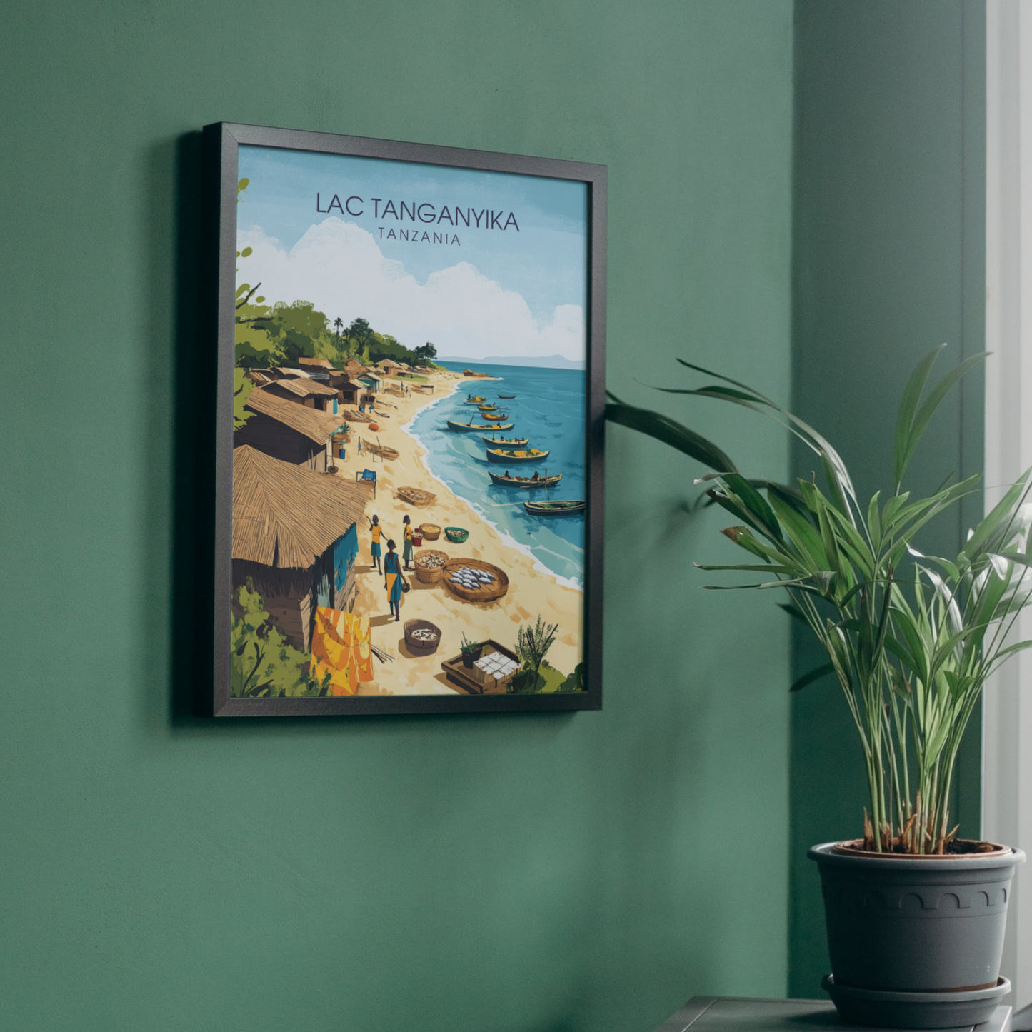 Affiche Lac Tanganyika | Poster de voyage Tanzanie | Affiche Lac