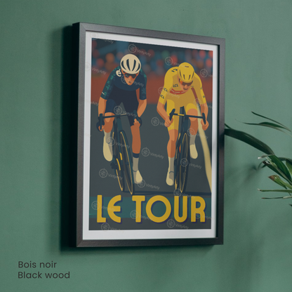 Affiche Le Tour – Poster cyclisme sprint final – Illustration maillot jaune Tour de France vintage