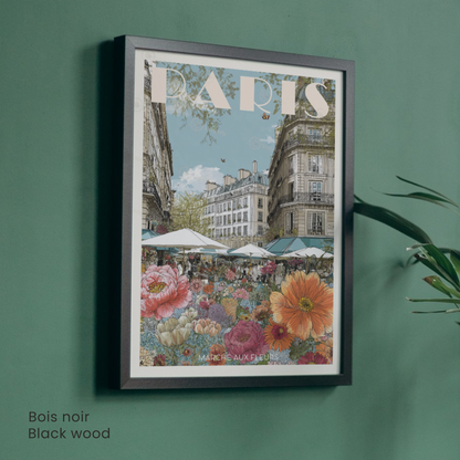 Affiche Paris | Poster artistique France | Affiche Marché aux fleurs