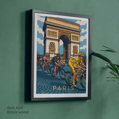 Affiche Tour de France –  Illustration Arc de Triomphe vélo course