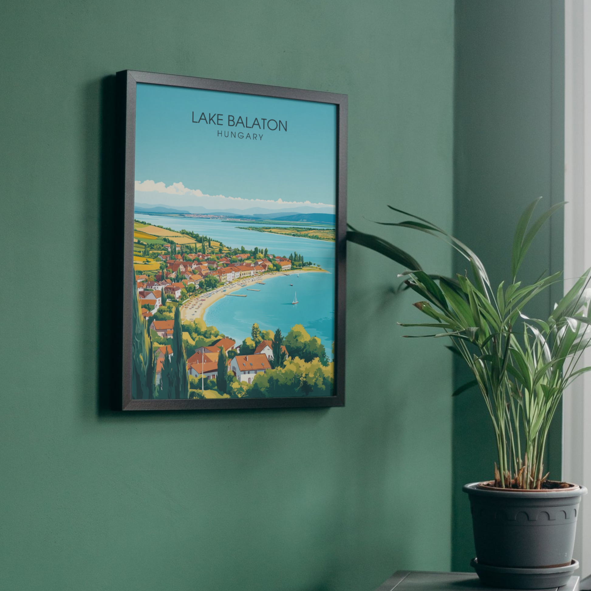 Affiche lac Balaton | Impression de voyage Hongrie | Affiche Lac