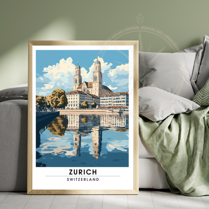 Affiche Zurich | Poster décoratif Suisse | Affiche Suisse