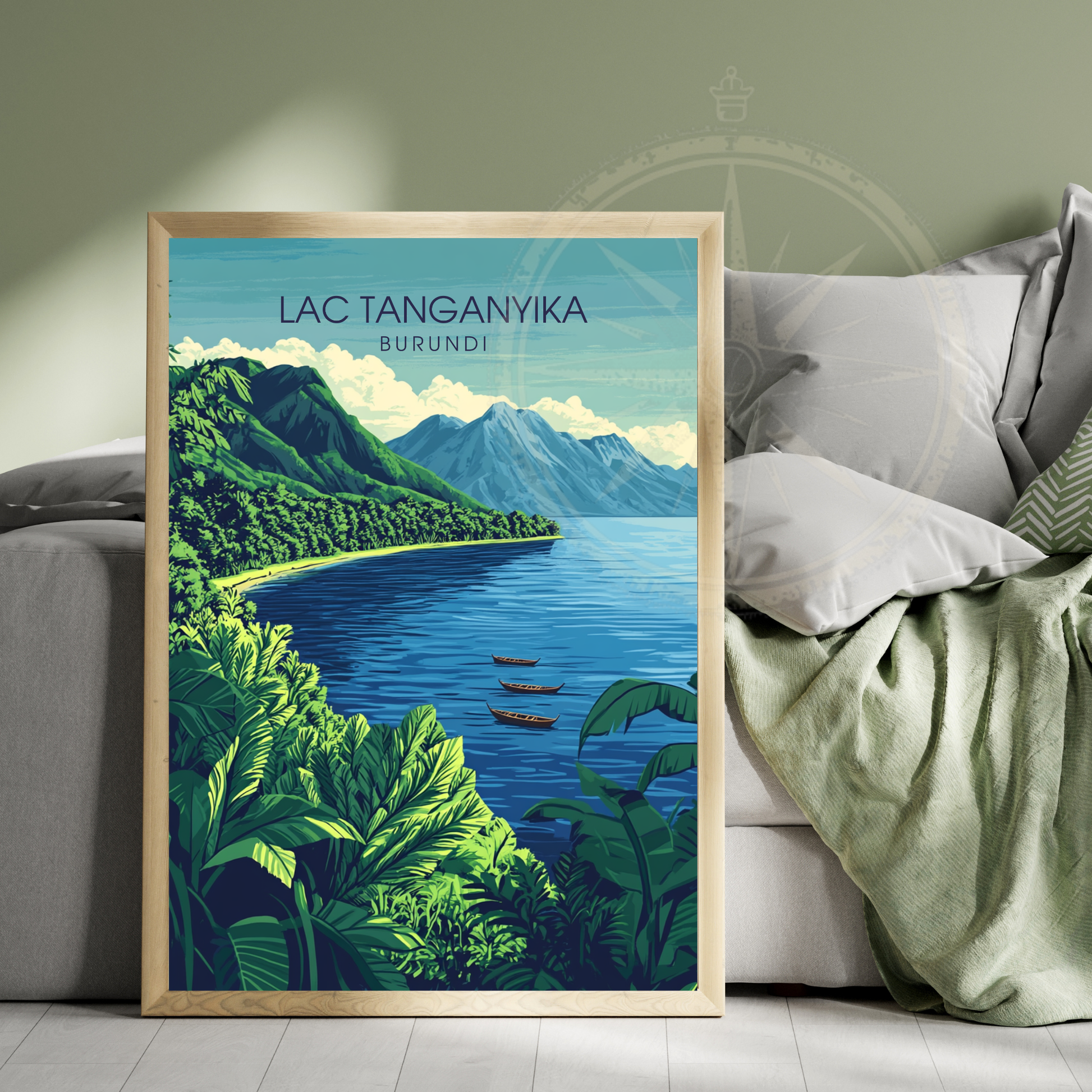 Affiche Lac Tanganyika | Poster de voyage Burundi | Affiche Lac