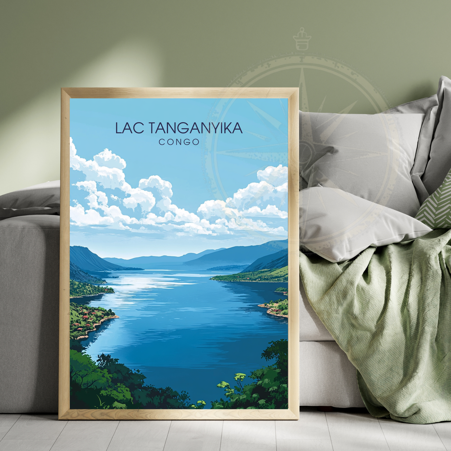 Affiche Lac Tanganyika | Poster de voyage Congo | Affiche Lac