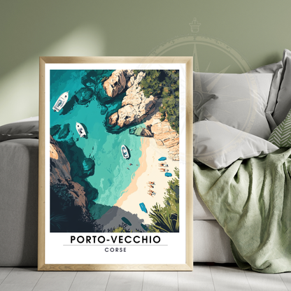 Affiche Porto Vecchio | Impression de voyage Corse | Affiche Corse