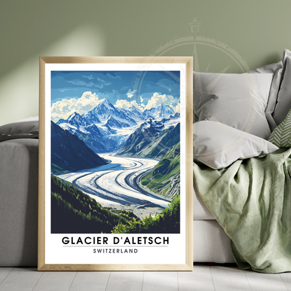 Affiche Glacier d'Aletsch | Poster de voyage Suisse | Affiche Suisse