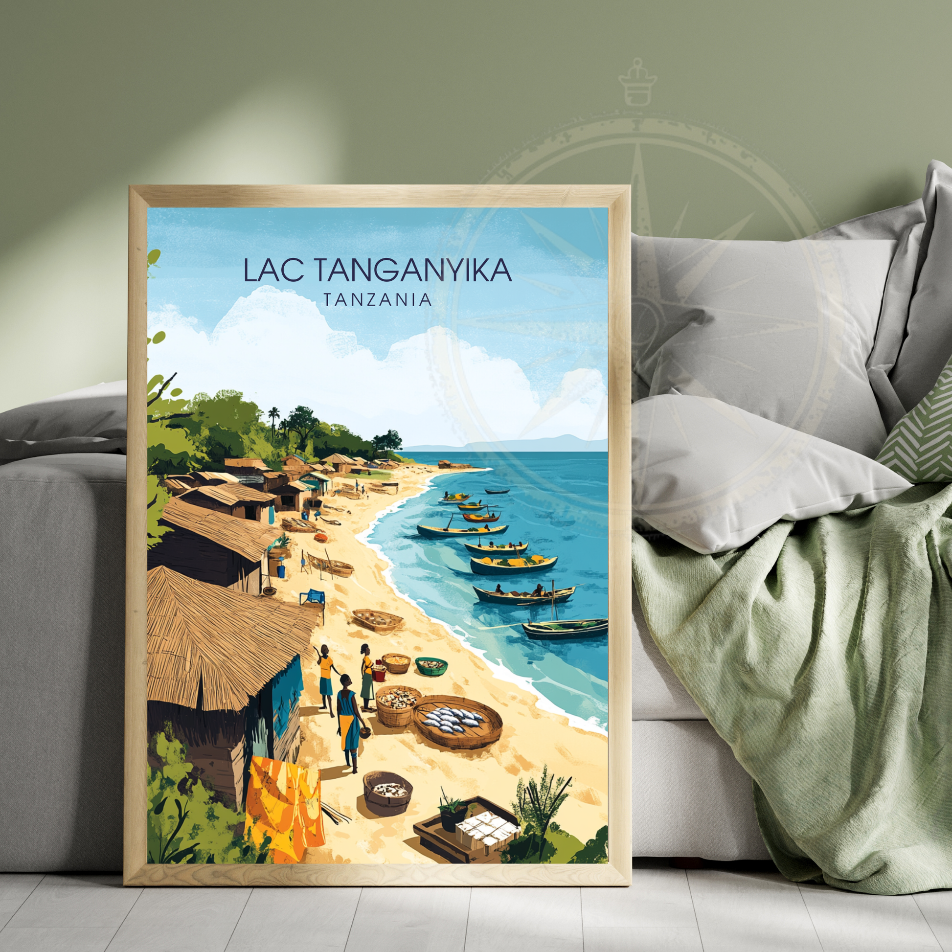Affiche Lac Tanganyika | Poster de voyage Tanzanie | Affiche Lac