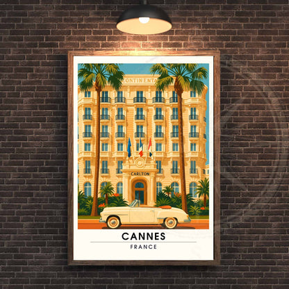 Affiche Cannes | Impression Cannes | Affiche de voyage France  | Affiche Vintage 