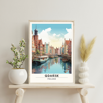 Affiche Gdańsk | impression de voyage Gdańsk | Impression Gdańsk | Affiche Pologne