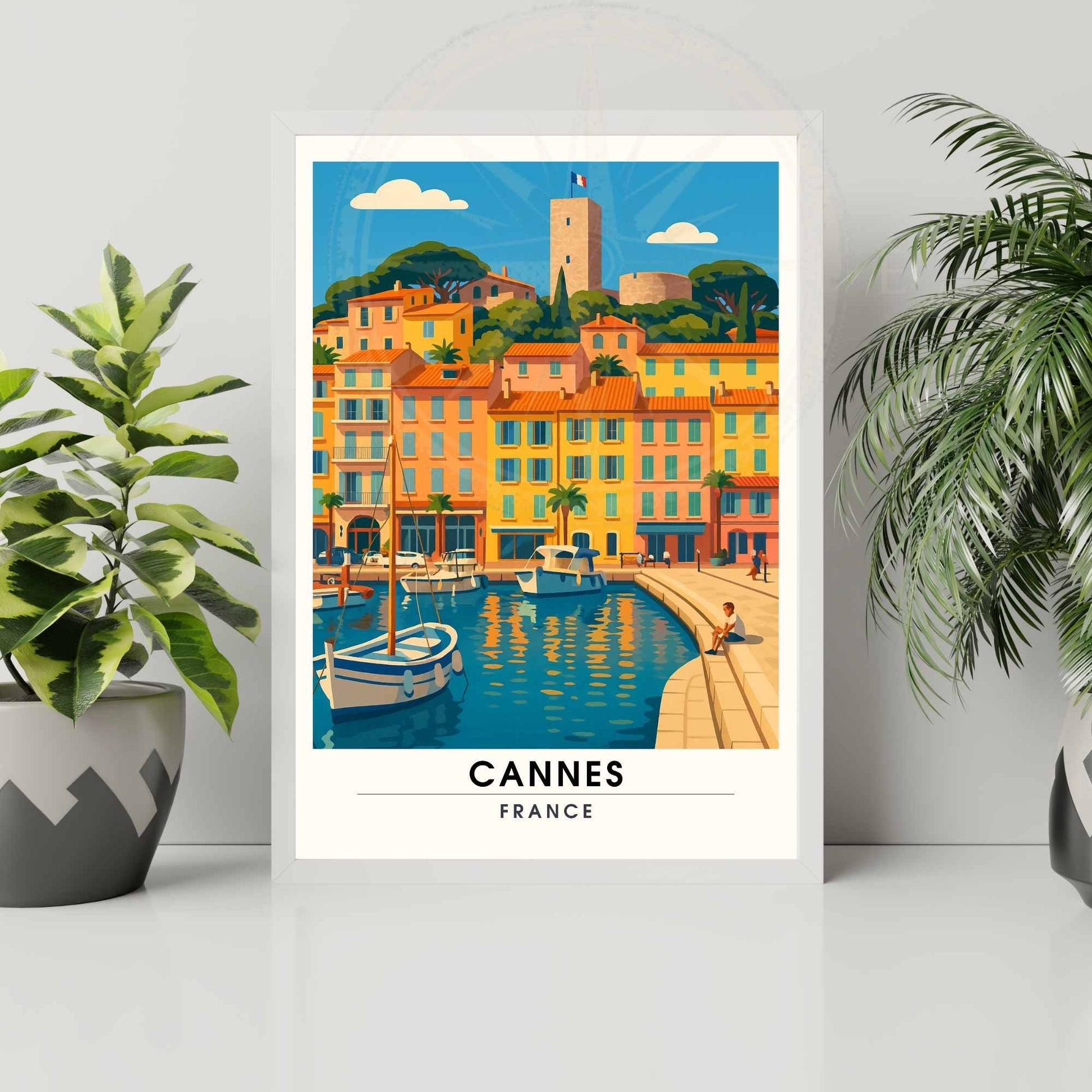 Affiche Cannes | Impression Cannes | Affiche de voyage France | Port de Cannes 