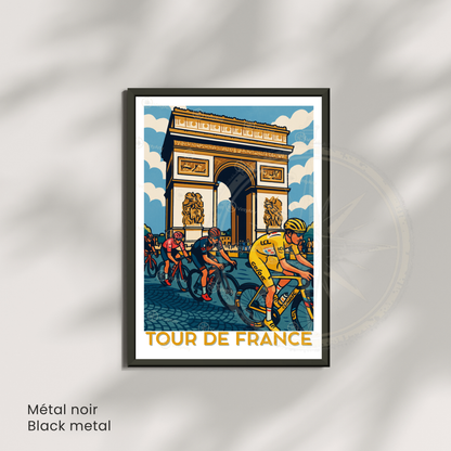 Affiche Tour de France – Poster Paris cyclisme – Illustration Arc de Triomphe vélo course