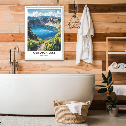 Affiche Lac Quilotoa | Poster de voyage Équateur | Affiche Lac