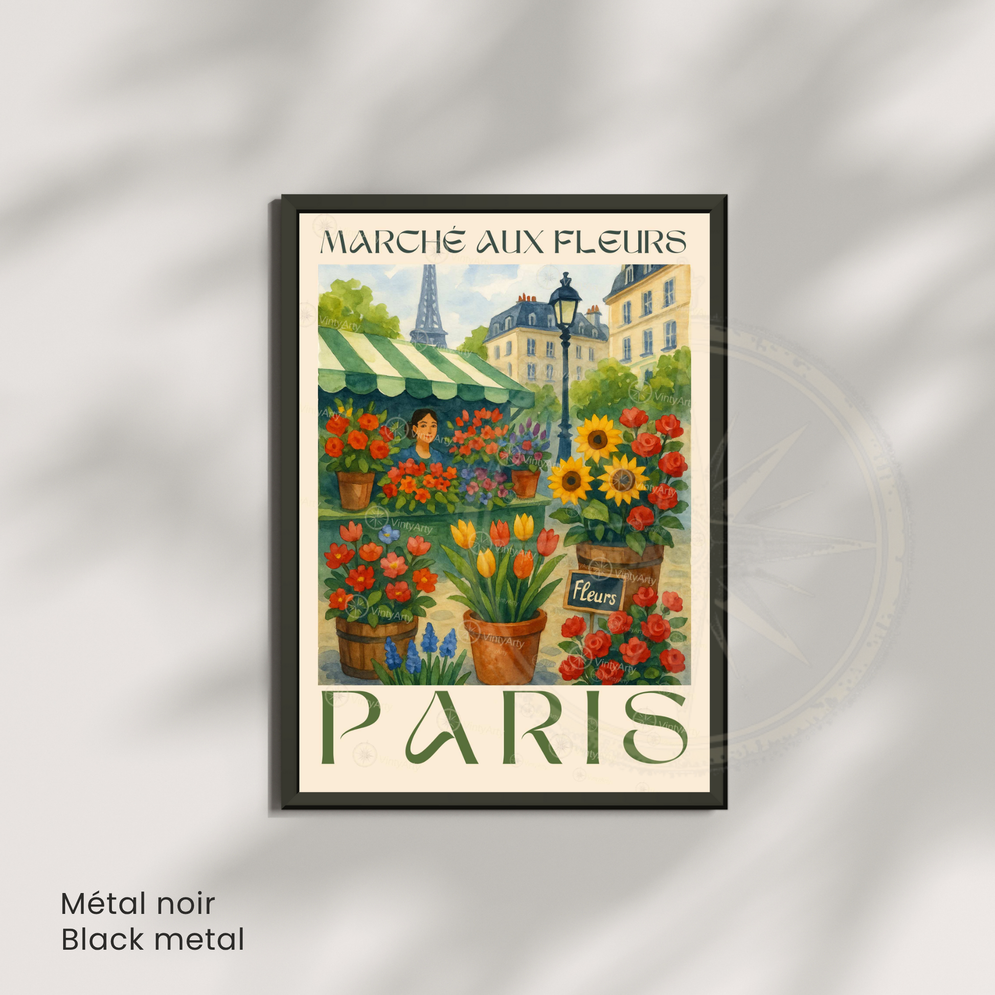 Affiche Paris | Décoration de voyage France | Affiche Marché aux fleurs