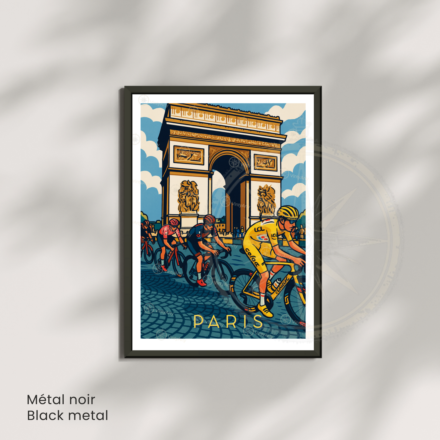 Affiche Tour de France –  Illustration Arc de Triomphe vélo course