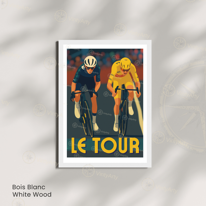 Affiche Le Tour – Poster cyclisme sprint final – Illustration maillot jaune Tour de France vintage