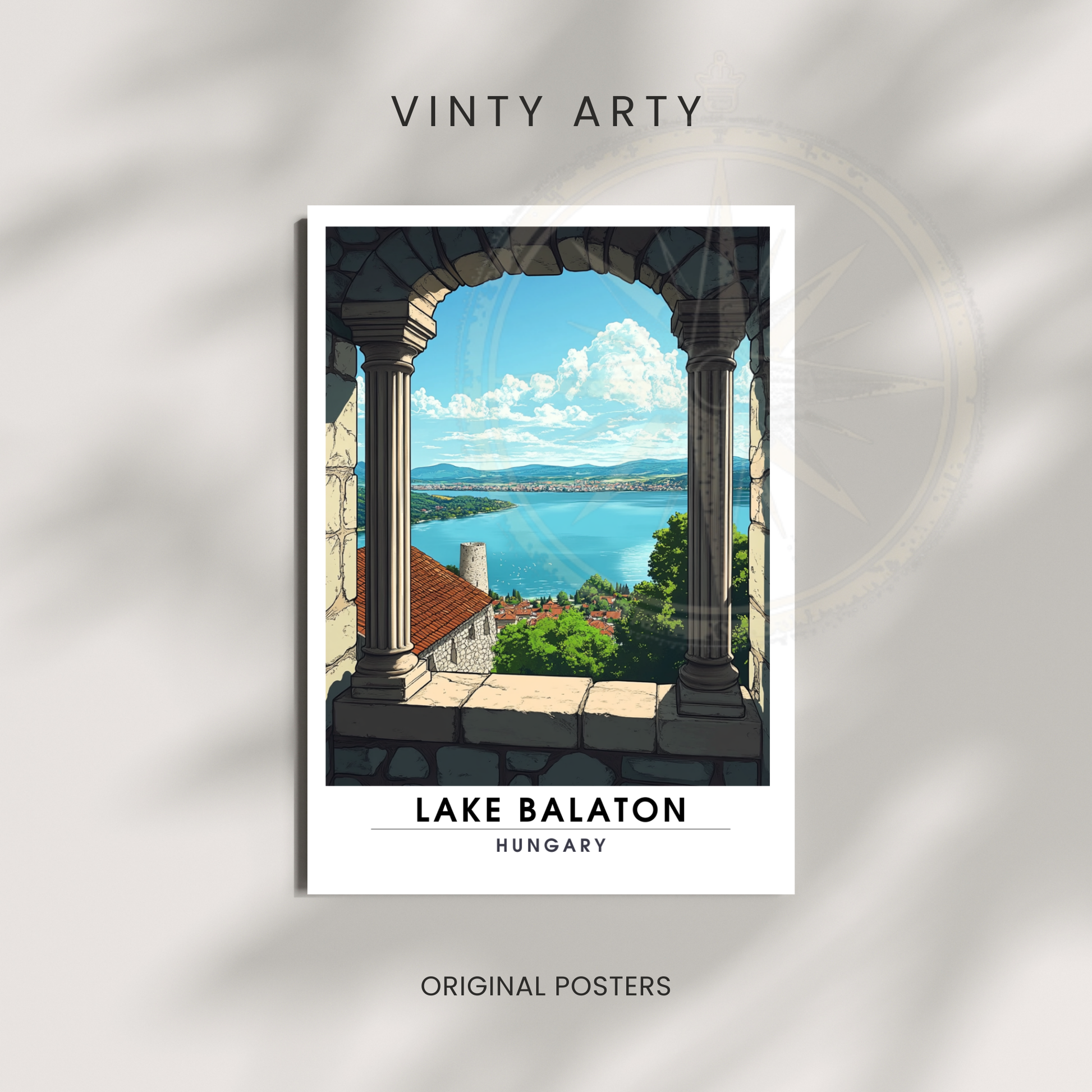 Affiche lac Balaton | Poster de voyage Hongrie | Affiche Lac