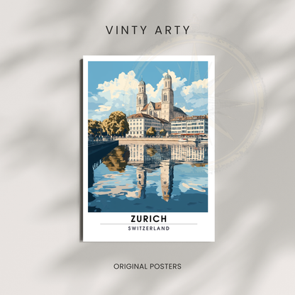 Affiche Zurich | Poster décoratif Suisse | Affiche Suisse