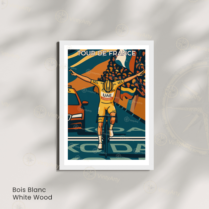 Affiche Tour de France – Poster Tadej Pogačar victoire – Illustration cyclisme maillot jaune vintage