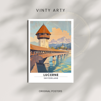 Affiche Lucerne | Poster de voyage Suisse | Affiche Suisse