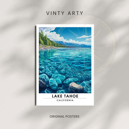 Affiche Lac Tahoe Californie | Impression de voyage États-Unis | Affiche Lac