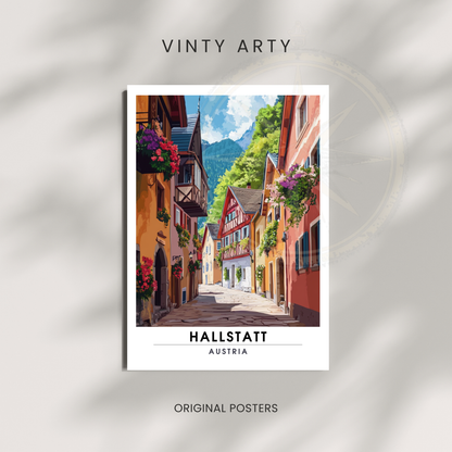 Affiche Hallstatt | Impression de voyage Autriche | Affiche Autriche
