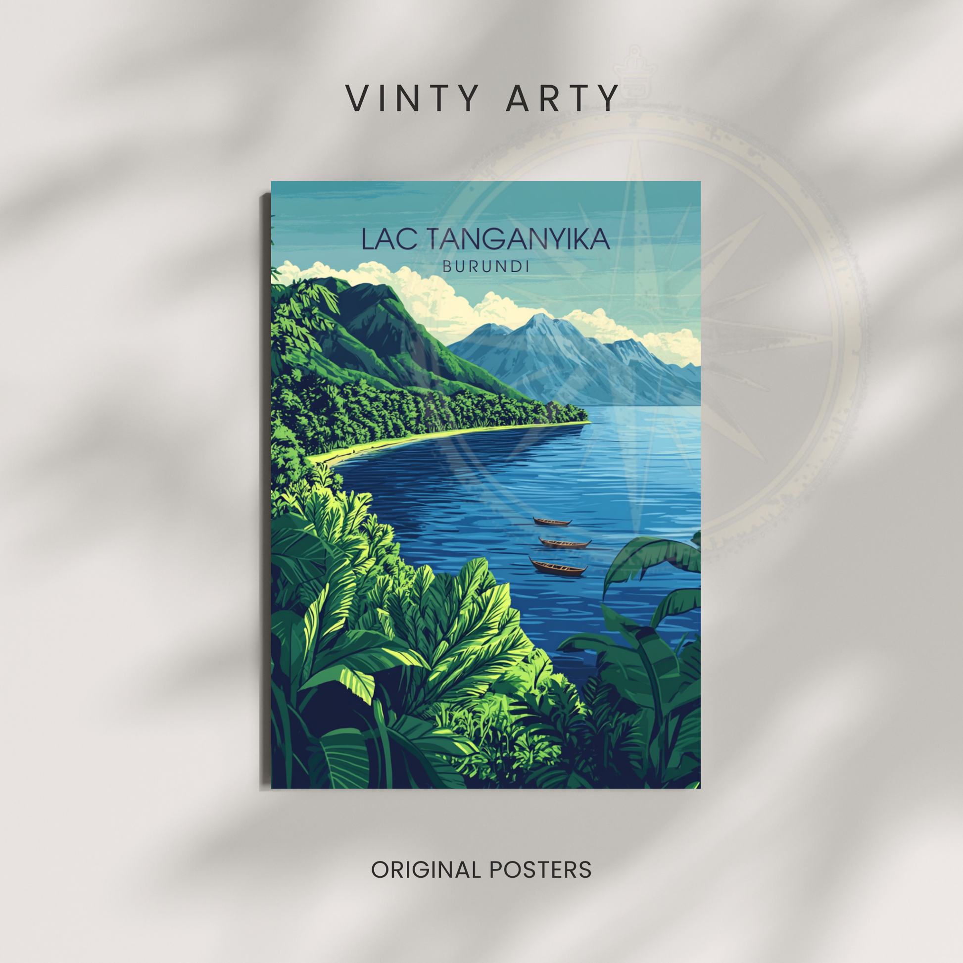 Affiche Lac Tanganyika | Poster de voyage Burundi | Affiche Lac