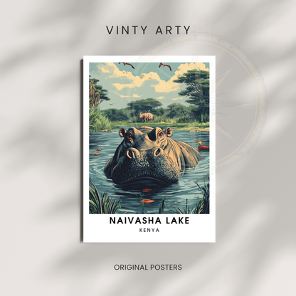 Affiche Lac Naivasha | Poster Kenya | Affiche Lac