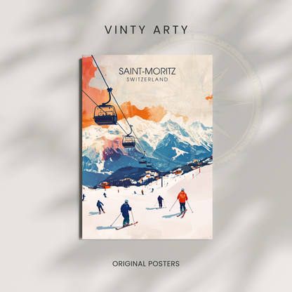 Affiche Saint-Moritz | Poster décoratif Suisse | Affiche Suisse