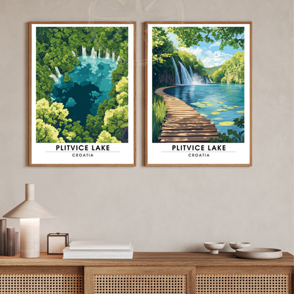 Affiche Lac de Plitvice | Poster de voyage Croatie | Affiche Lac