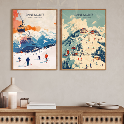 Affiche Saint-Moritz | Poster décoratif Suisse | Affiche Suisse