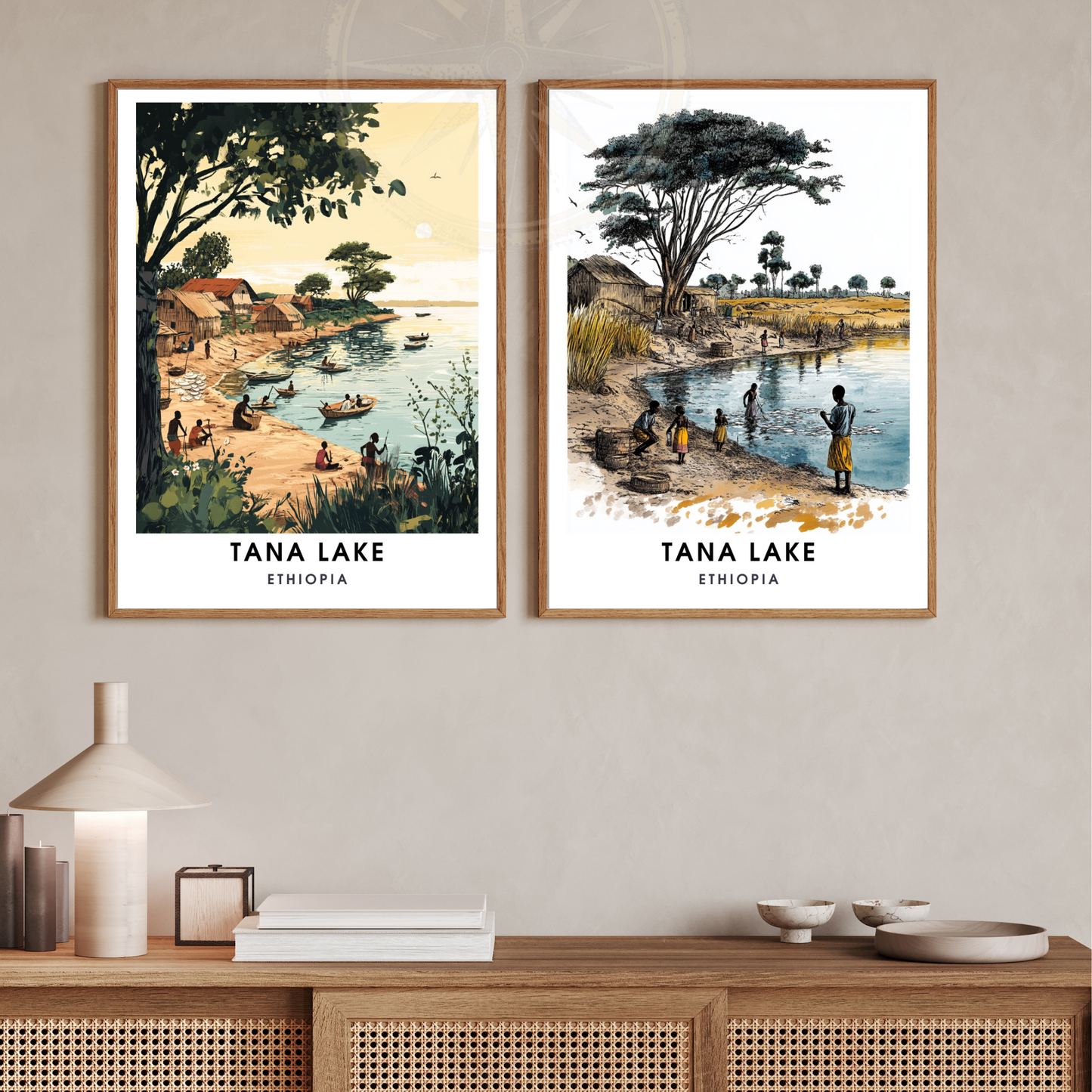 Affiche Lac Tana | Poster de voyage Éthiopie | Affiche Lac